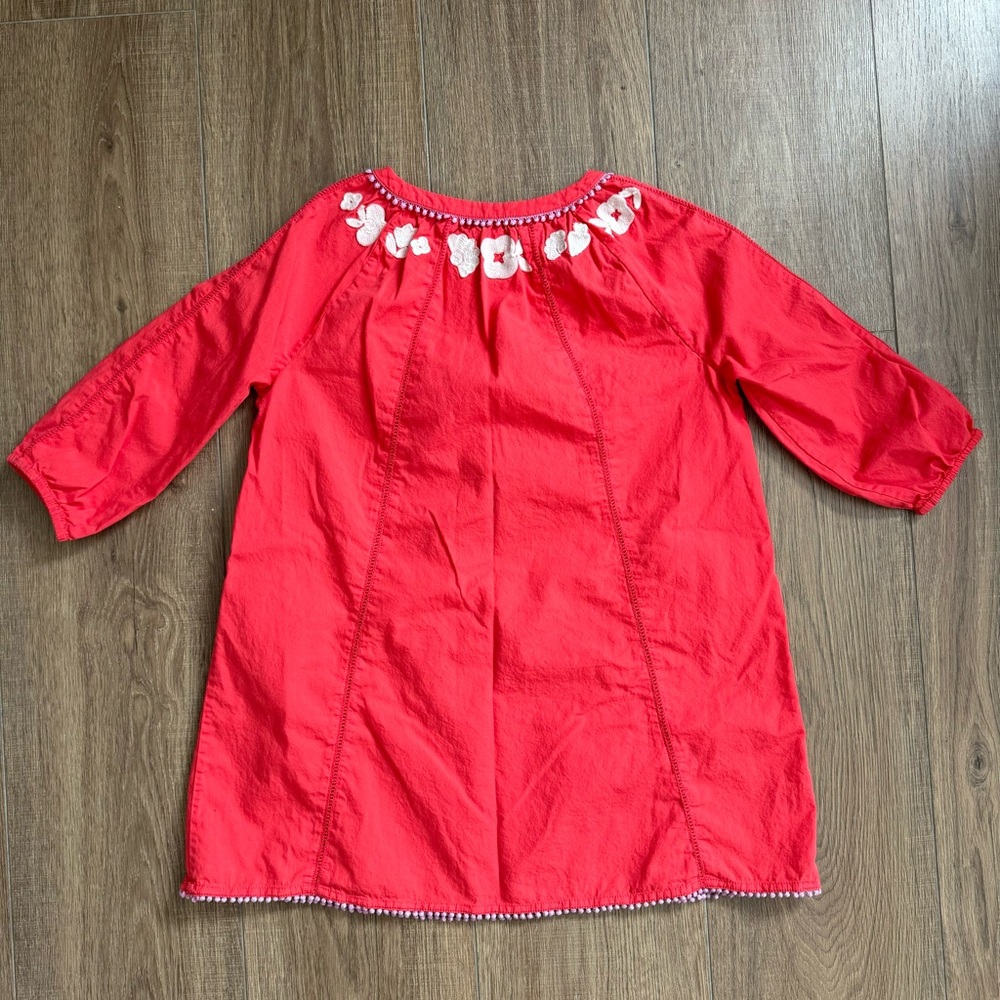 Boden kids girl coral red embroidered floral cutout blouse top 8/9 - Picture 8 of 8